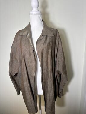 NWT Shamask Dark Taupe Metallic Open Front Shirt Style Cardigan Sz 3